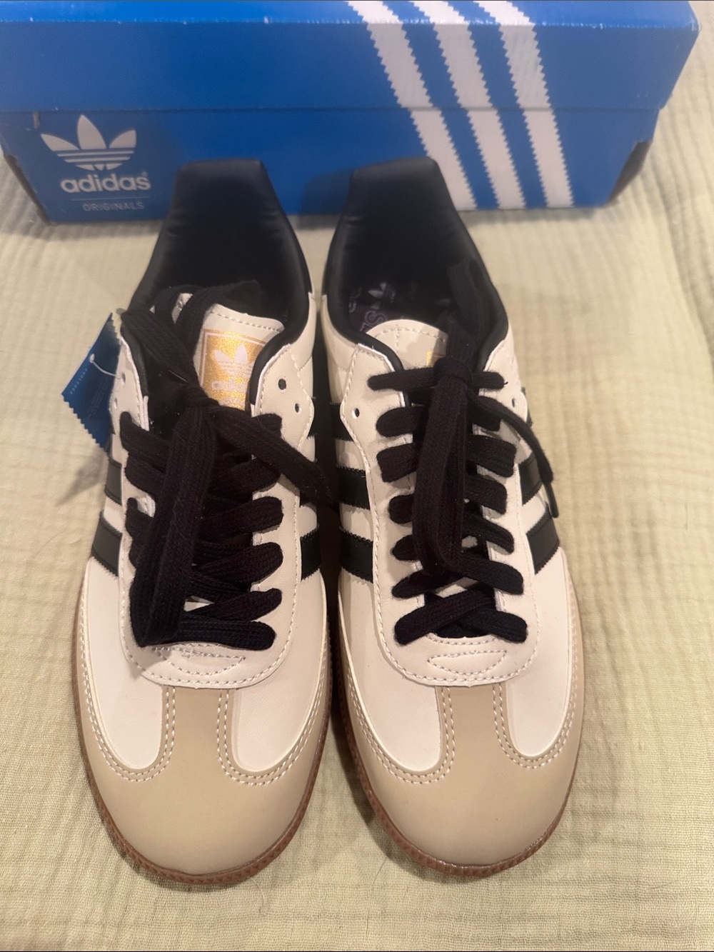 adidas Samba Sneakers in White, Black & Tan - Picture 2 of 6